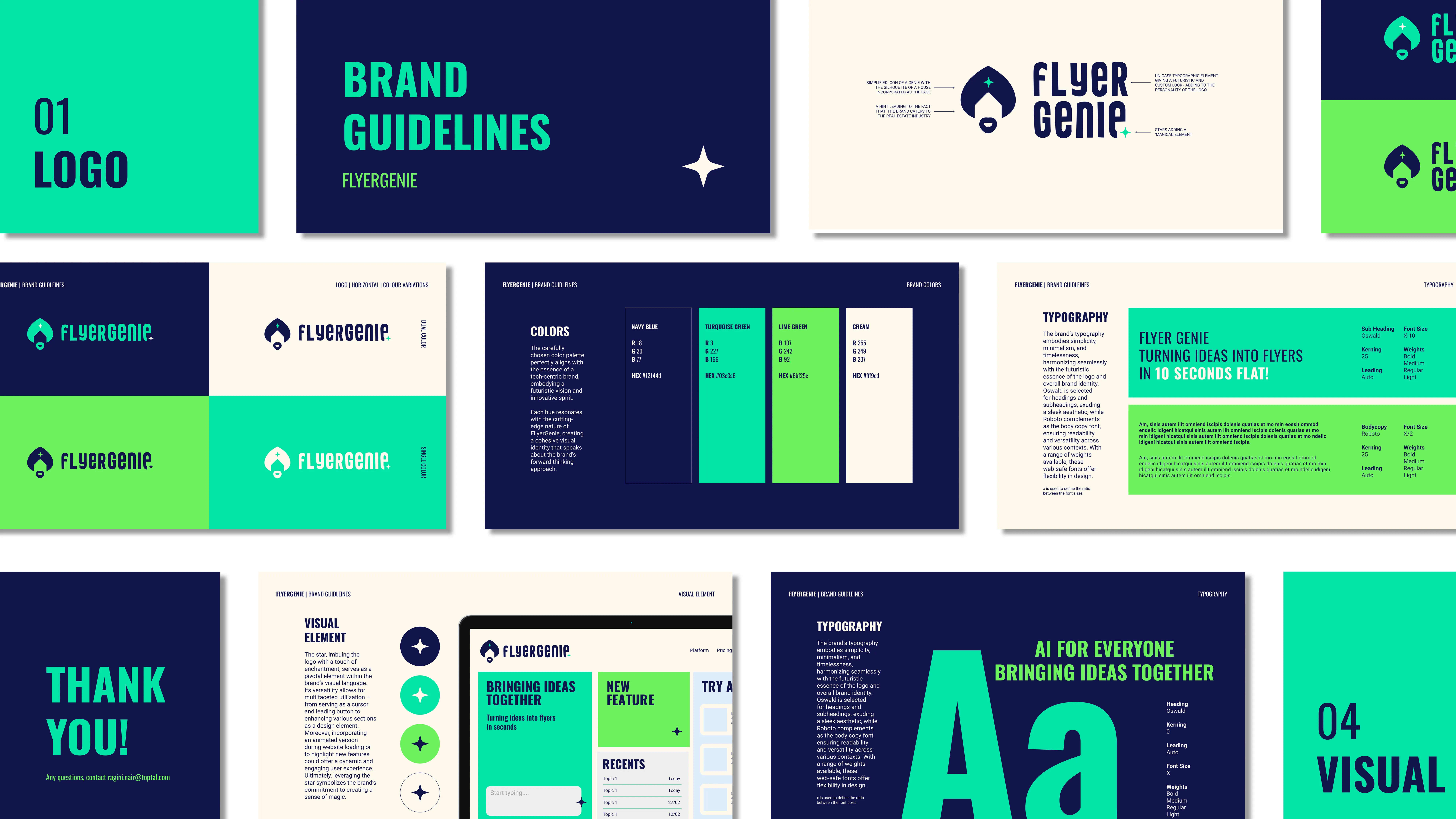 Landing page design — the identity applied in context, with colour blocking, typographic hierarchy and the star device as an interactive element
