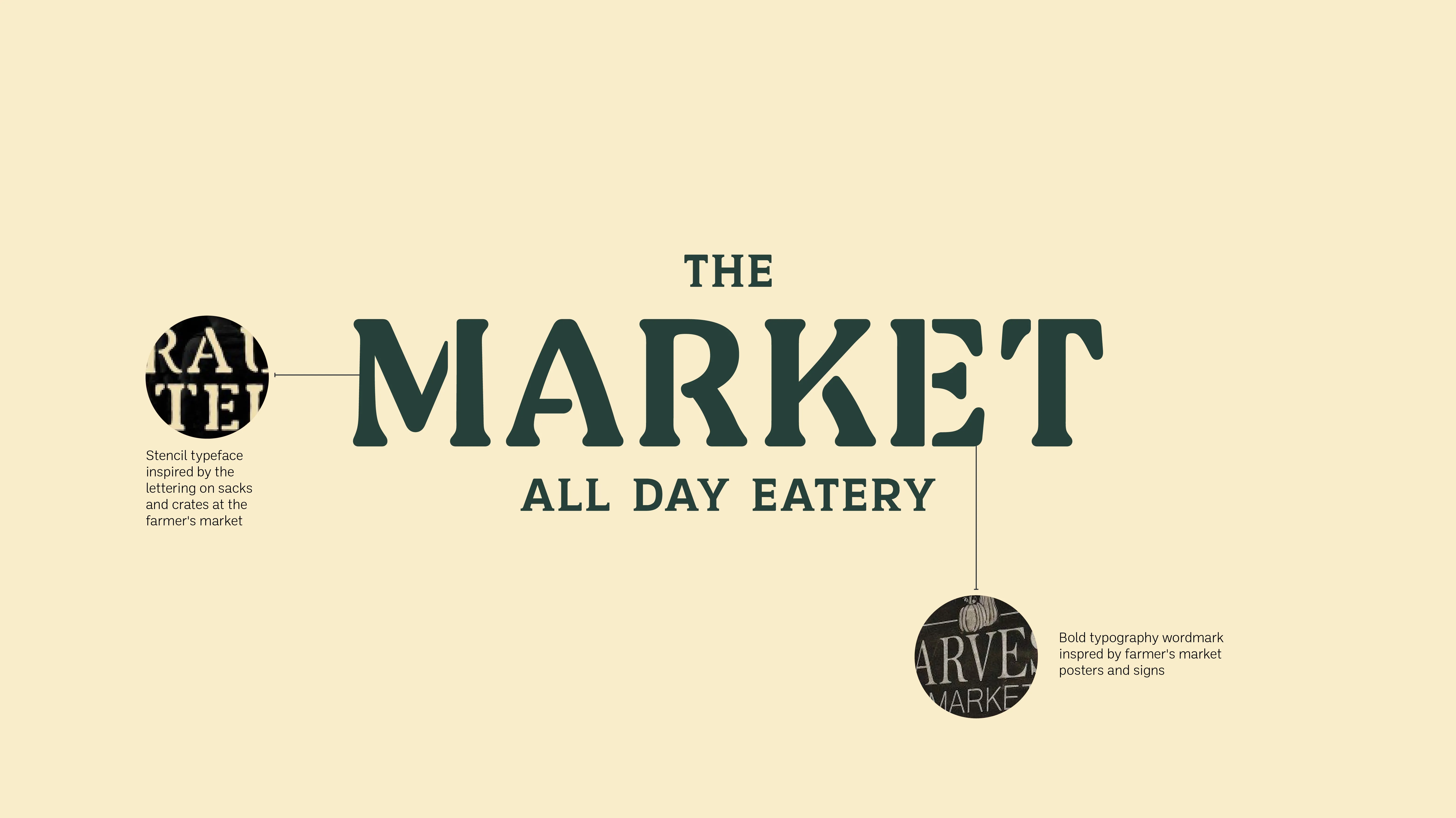 Direction 01 brandmark — bold stencil typeface inspired by lettering on market sacks and crates