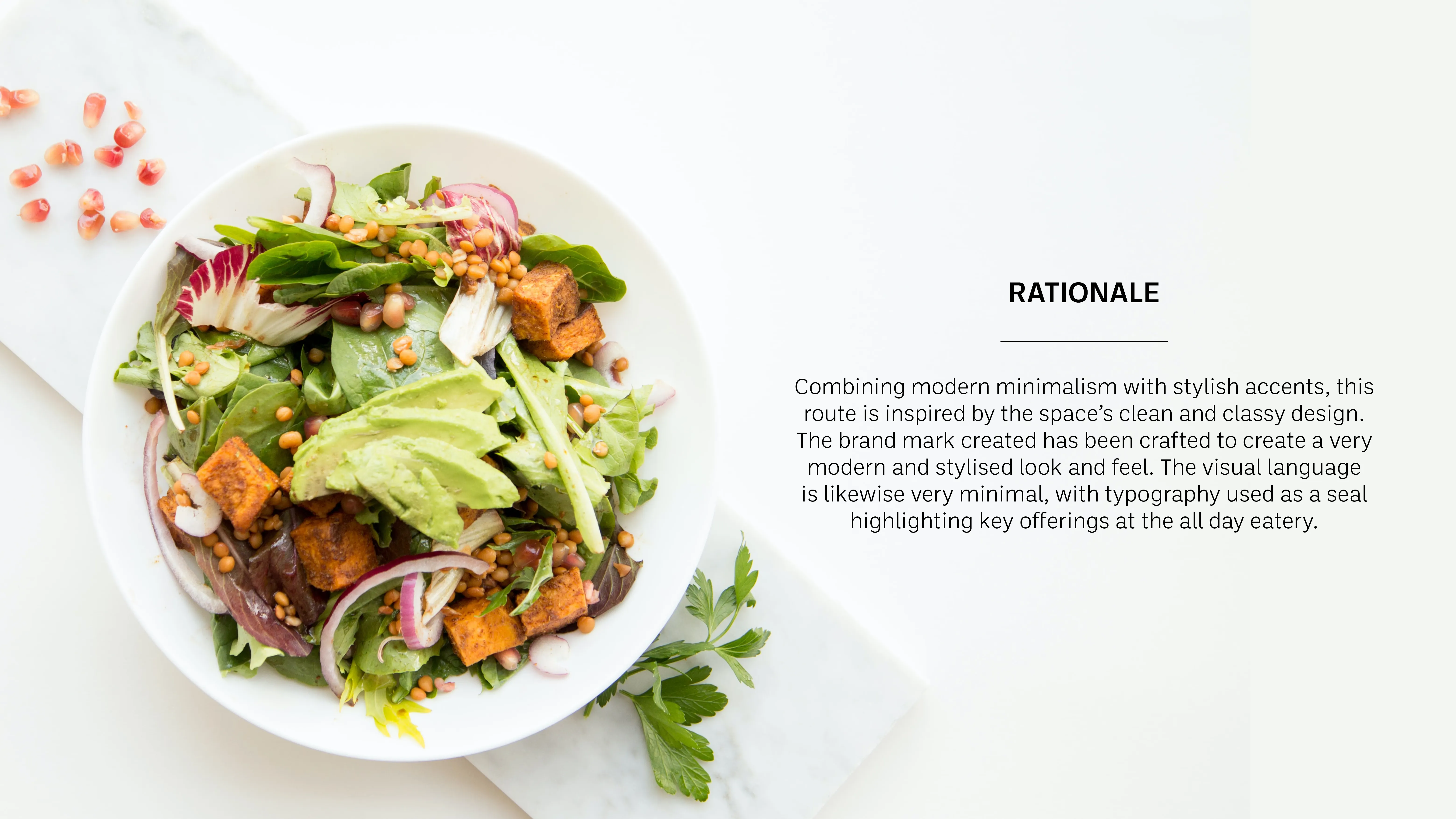 Direction 02 rationale — contemporary materiality, clean lines and quiet luxury