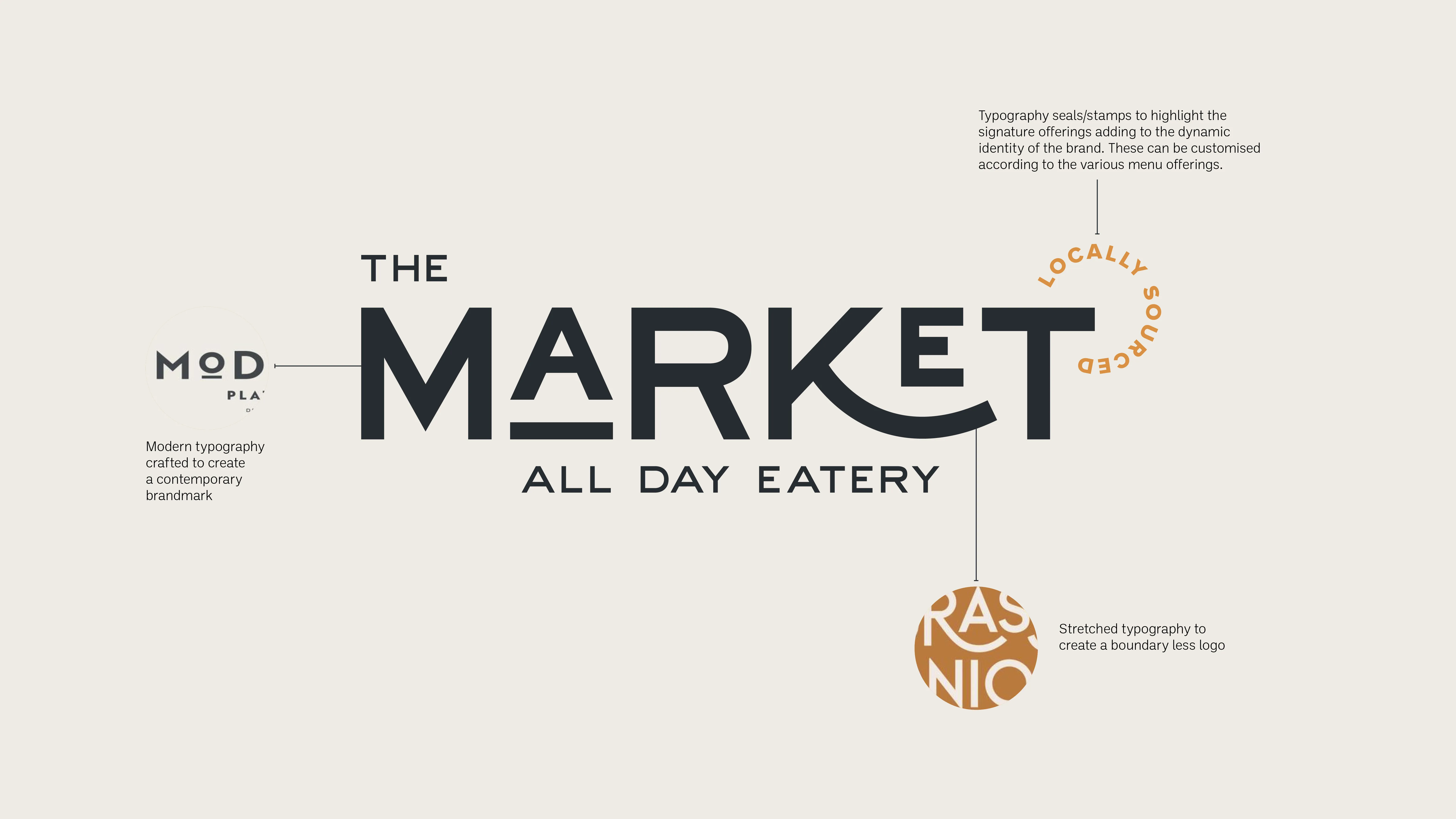 Direction 02 brandmark — stretched wordmark in modern typography, boundary-less and confident