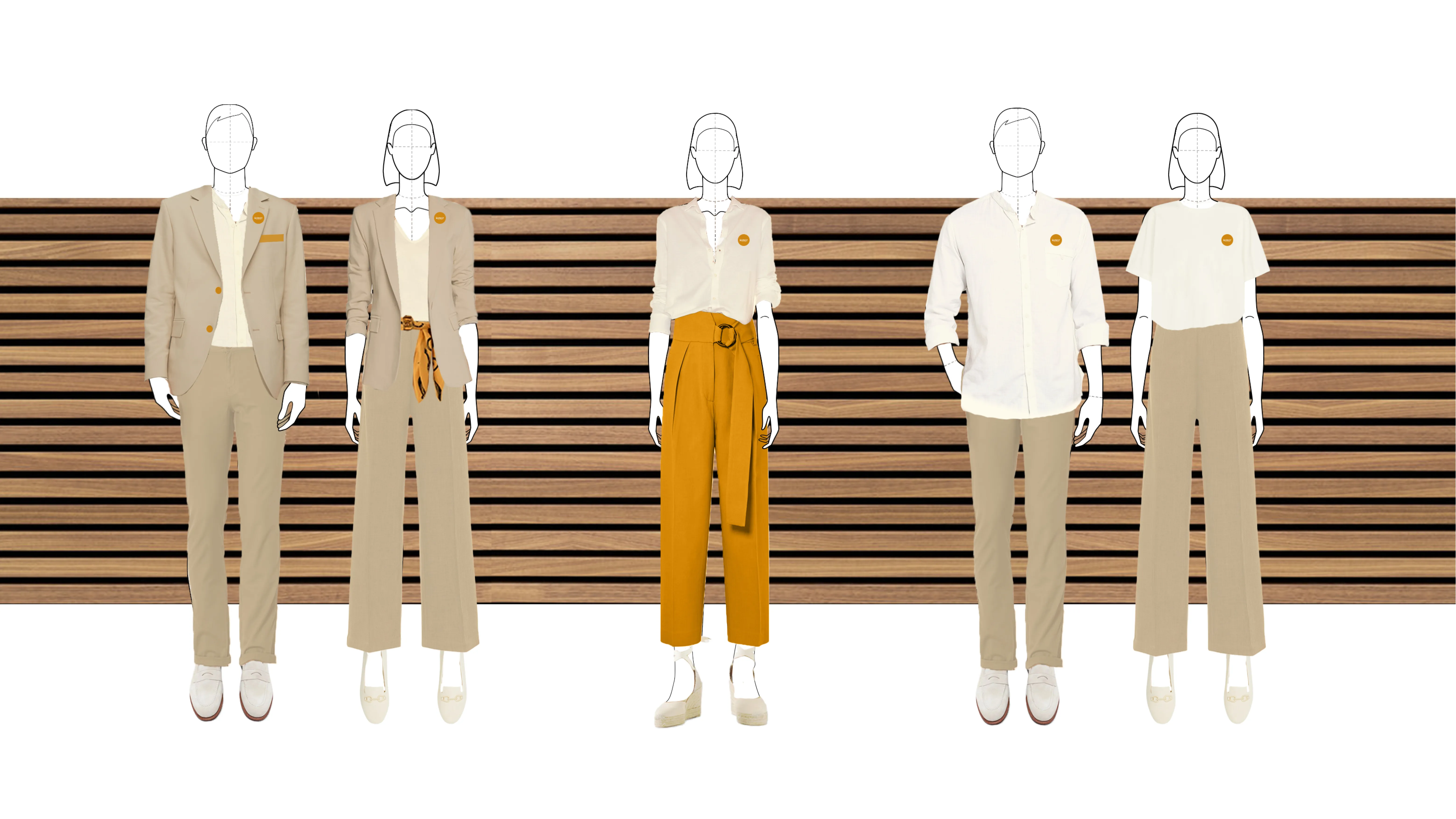 Uniform system — three staff tiers: managers, hostess, waiters and waitresses