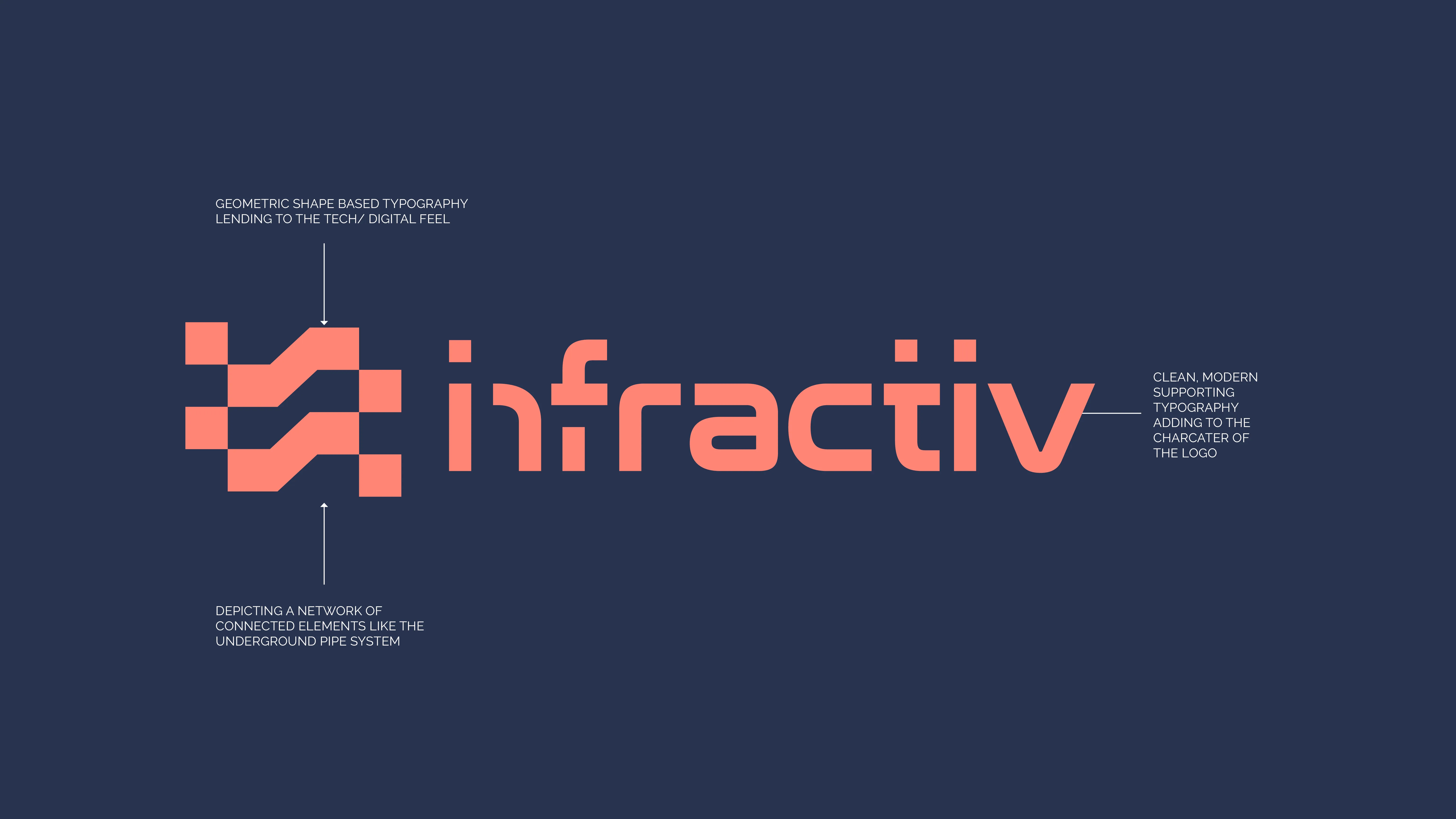 Logo rationale — geometric symbol of interconnected elements representing the underground pipe network