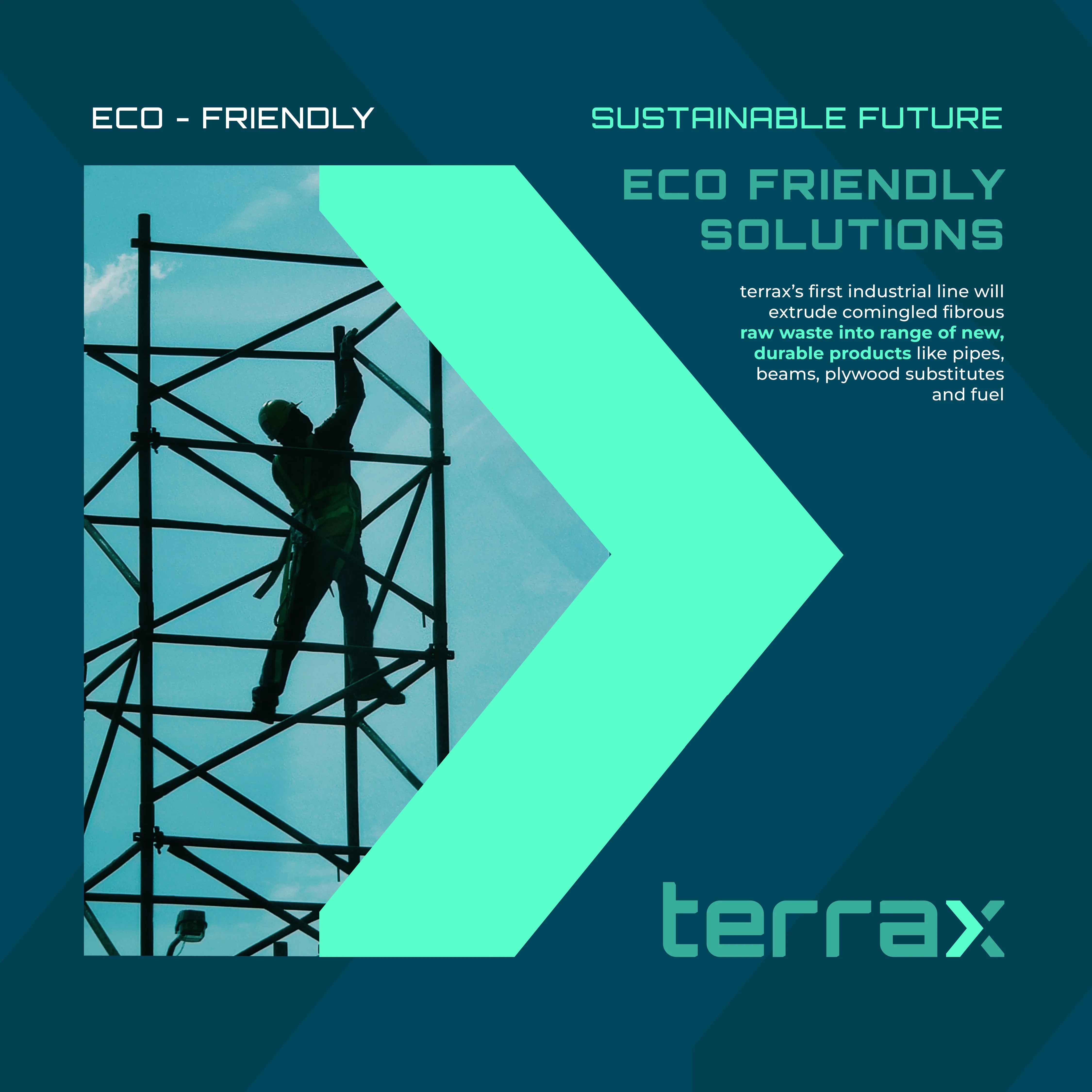 Eco Friendly Solutions — brand identity in application with arrow motif